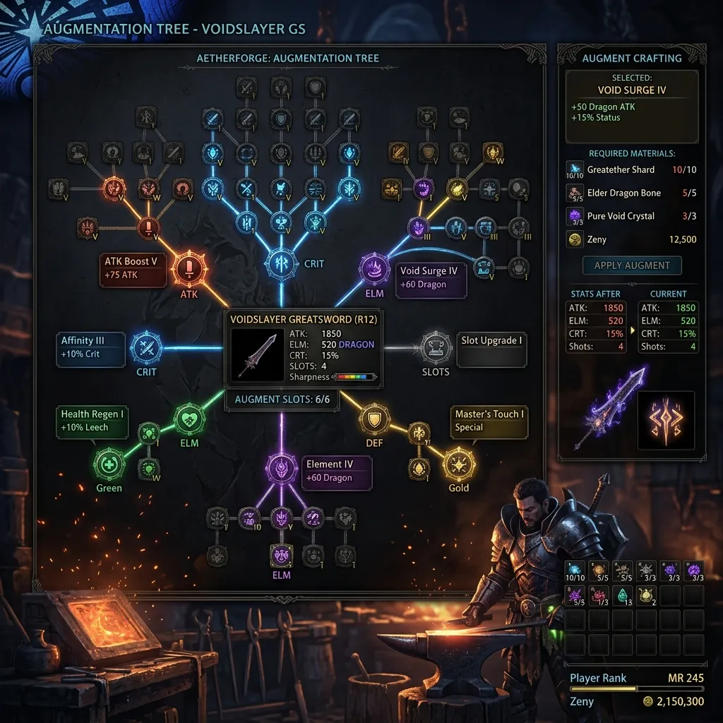 Endgame weapon augmentation tree in Monster Hunter Wilds