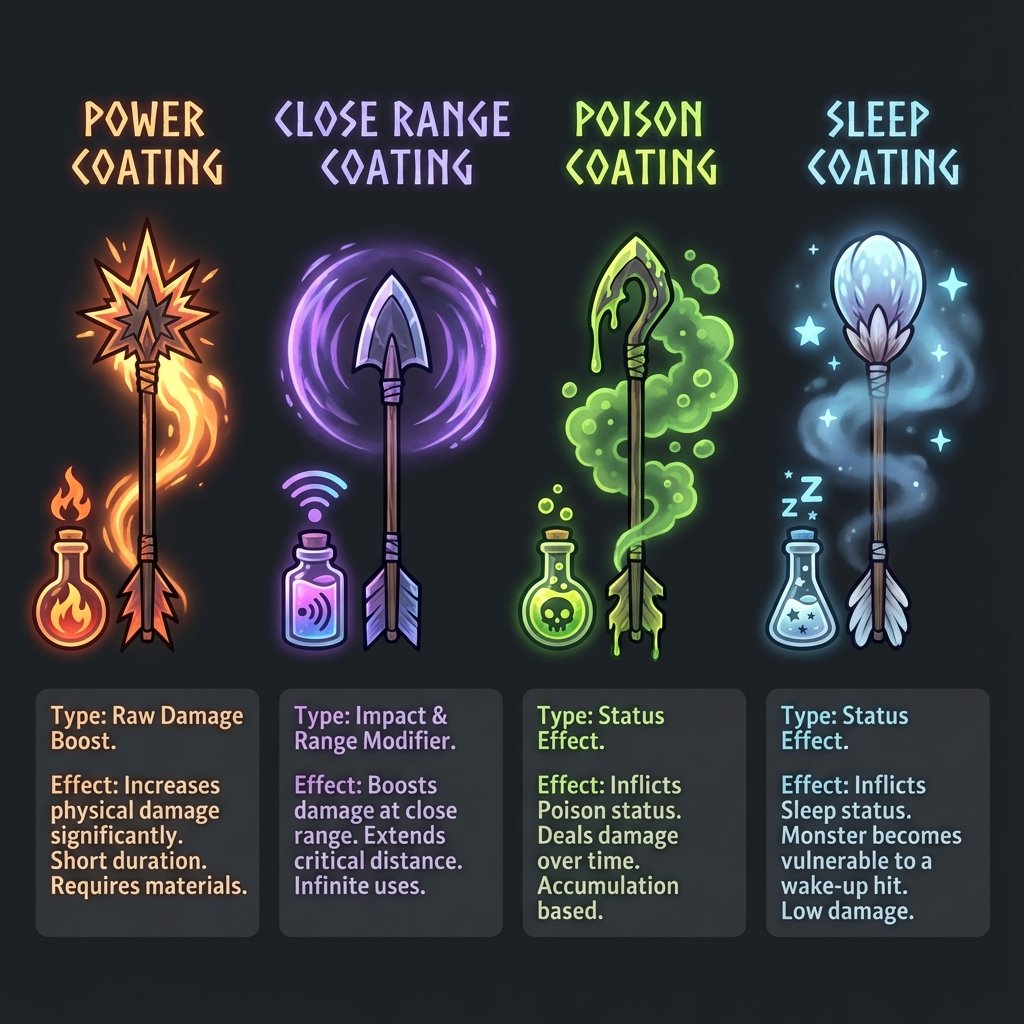 Bow coating types and effects in MH Wilds