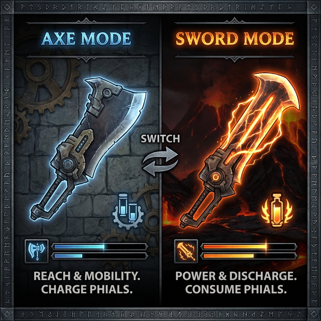 Switch Axe Sword vs Axe mode comparison